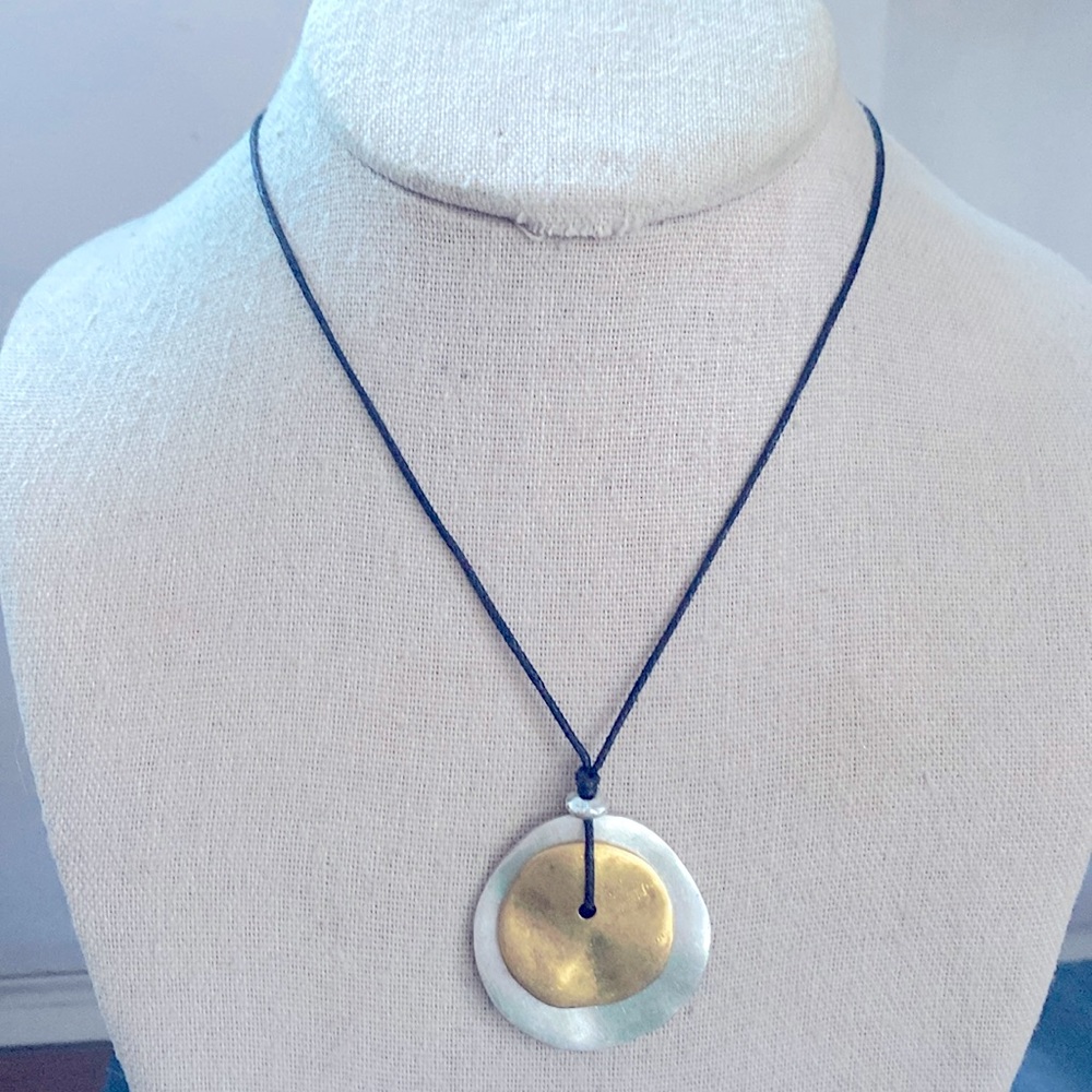Chico’s boho two tone pendant rope chain adjustable necklace
